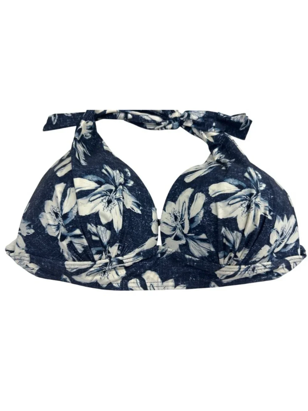 Nip Tuck Blue White Floral Bikini Set Sz 4 Halter Top High Waisted Resortwear